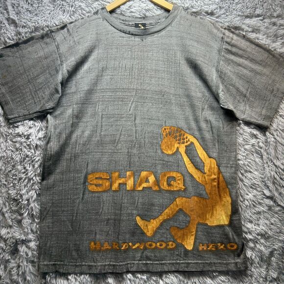 Shaq Other - Vintage 90s Shaq Shirt Hardwood Mens Medium Gray Gold Graphic Basketball Dunk